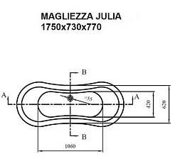 Magliezza Акриловая ванна на лапах Julia  (175х73) ножки бронза – фотография-2